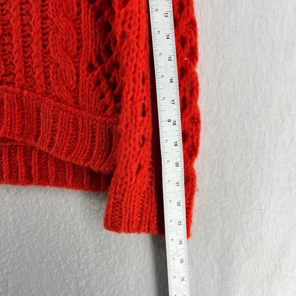 Free People Sweater Women's Sz S Red Open Cable Knit Chunky Pullover Long Sleeve - Picture 6 of 13